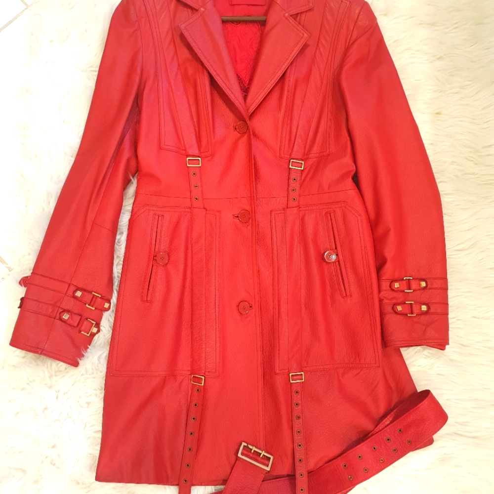 genuine leather women Trench Coat, size S